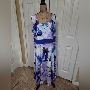 Perceptions Floral Sleeveless Midi Dress Size 1X